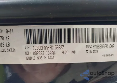 2015 Dodge Dart Se from USA, damaged, VIN 1C3CDFAAXFD150327